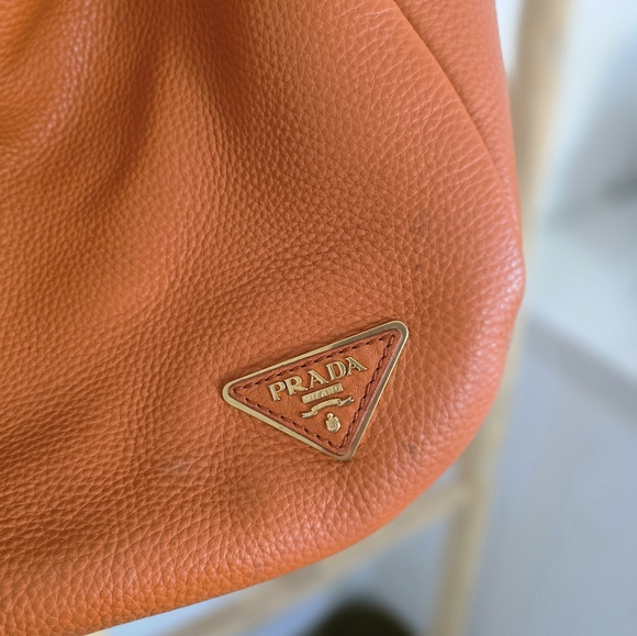 Prada Orange Vitello Daino Leather Side-Pocket Tote Bag - Picture 4 of 10